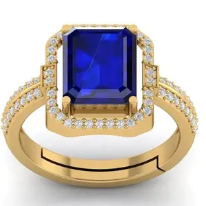 LMDPRAJAPATIS 11.25 Ratti/10.25 Carat Certified Natural Blue Sapphire/Nilam/Neelam Gemstone Gold Plated Adjustable Ring for Men and Woman