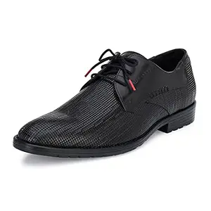 HITZ Men's Black Leather Derby Shoes - 6