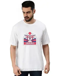 Makeitbharat Oversized Pure Cotton Men's White T Shirt - Japan (X-Large)