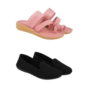 ZENWEAR Extra Soft Classic Casual wear with Flexibility Technology Flip-Flop Combo for Women's/Girl's(6142+2014)(8) Multicolor