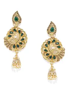 Spargz Women's, Girl's Peacock Gold Plated Synthetic Stone Earring
