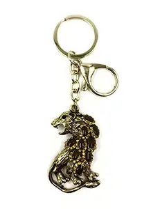 Good Goody Lion Elegant Stone Studded Keyring | Fancy Bag Hanging Jewellery | Purse Hanging Accessory Keychain (Gold)