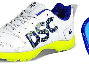 DSC Beamer Cricket Shoes Size for Men (8 UK, Fluro Yellow-White) Attitude Cricket Abdominal Guard Men, Multicolor