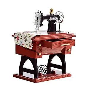 ECOMMZ Sewing Machine Mini Music Box, Creative Retro Sewing Clockwork Home Table Decoration Birthday Gift