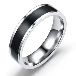 KRYSTALZ Silver Toned Band Style Titanium Stainless Steel Smooth Finished Eye Catched Sleek Ring for Men and Boys (17)