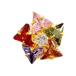 jswellers American Diamond Ruby and Emerald Small Studs nose pin for Women | Fashion Jewellery for Party, Weddings, & Gifting