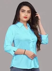 Formal/Casual Cotton Blend Shirt for Women with 3/4 Sleeve for Casual Wear