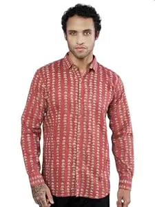 COTLAND Fashions Jaipuri Cotton Printed Full Sleeves Classic Collar Shirt for Men