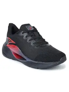 ABROS Passion-On Running Sports Shoes Breathable Upper Mesh with Eva Sole Memory Foam Insole Casual Walking & Gym Shoes for Mens (Black/Red 7)