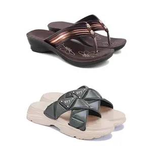 Kashwi Enterprises Women's Comfortable Sandal,Casual Lightweight Sandal for Everyday Wear | BTR- (2-Combo)-1963-OO8-EURO-36