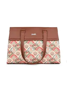 ZOUK Statement Business Bag | Stylish Handbag for Women Office Use | Tote Bags for Woman | Fits 14 Inch Laptop | Water-Resistant | Big Size | Aesthetic Purse | Mughal Art Multicolor