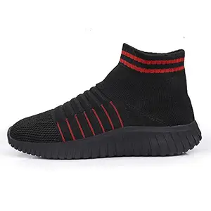 YUVRATO BAXI Men's Knitted Upper Black Casual Sports Running Socks Shoes with Eva Sole.- 8 UK