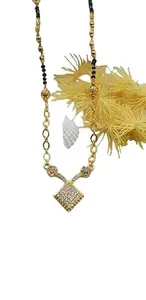 Varni sales Pendant Gift Set 18 Inch Fancy Mangalsutra for Women, Girl & Her With American Diamond, Traditional Black Bead (VSPE5)