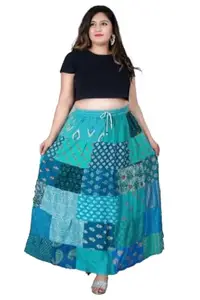 Women's Rayon Printed Elastic Skirt (Multicolor, Free Size)-PID45912