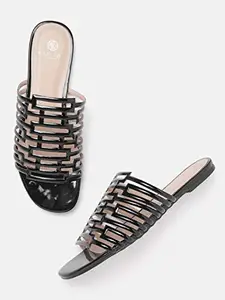 Carlton London Women's Black Fashion Sandals Blk Ptnt 5 UK (38 EU) (CLL-4974)