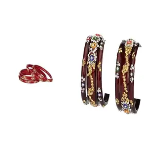 Somil Elegant Combo Bangles For Women & Girls | Assorted Design Chudi Set | Wedding, Festive & Everyday Use, Pack Of 10, Red, Maroon -N245