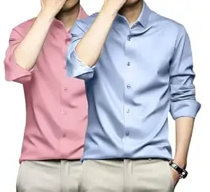 DEELMO Combo of Men's Stylish Solid Satin Casual Shirt for Men Full Sleeves| Poly Satin Silk Shirt Pack of 2