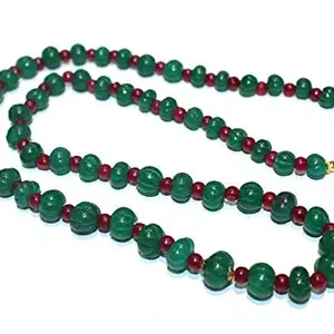 Zoya Gems & Jewellery A Beautiful Emerald And ruby Quartz Pumpkin Necklace, Emerald And ruby Quartz 6-11mm Pumpkin carved Beads Strand necklace 22 Inches Long Necklace For Girls & Women