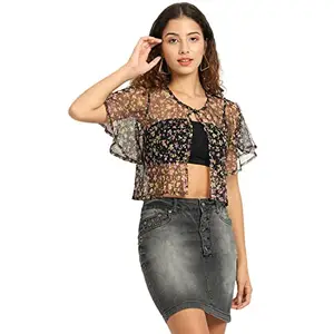 Rute Women Black Cotton Shrug(SRG-2452)