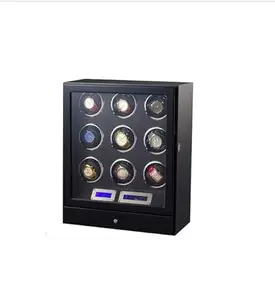 Medetai Watch Winder For 9+0 Automatic Watches 2 Quartz Clocks, LCD Screen And The Accompanying Remote Control (Full Black)