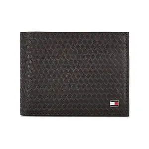 Tommy Hilfiger Mastiff Leather Passcase Wallet for Men - Brown, 13 Card Slots