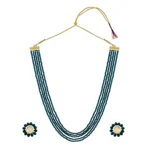 TEEJH Jalsa Blue Beaded Necklace Set
