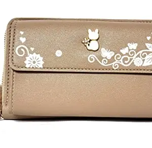 Lassie® Faux Leather Women's Wallet 2 Compartments 4 ID Slots (2COMWALL) (Light Brown)