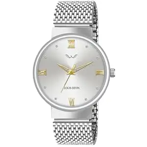 LOUIS DEVIN Stainless Steel Chain Analog Wrist Watch for Men (Black/Green/Silver Dial) | LD-GR078-CH