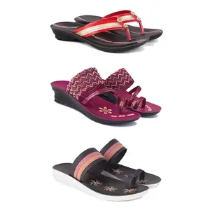 Women's Sandals | Lightweight Wear| Stylish & Easy to Wear For Women'SPCV-SAN-(3-COMBO)-1958-1949-1992-6