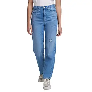 Spykar Women Light Blue Cotton Straight Fit Regular Length Jeans (Bella)