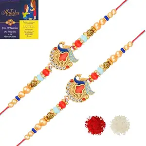 De Marquis 2 Rakhi Combo Set for Brother | Rakshasutra | Designer Rakhee for brother/bhai/bhaiya/bhabhi/sister/kids, Happy Rakshabandhan (Pack of 2 Rakhis)