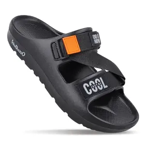 WALKAROO Men's Hook & Loop Comfort Sandals with Adjustable Velcro Straps - WC8773 Black