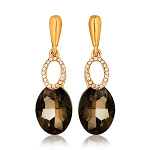 Moedbuille Austrian Diamond Encrusted Black Dangler Drops Earrings