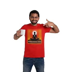 Danya Creation International Yoga Meditation - Red - Comfortable Yoga T-Shirts for Yoga Printed Men's T-Shirts Red