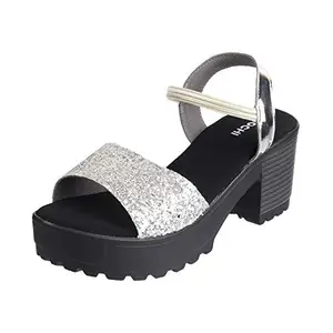 Mochi Women Synthetic Silver Sandals (33-197-27-36) Size (3 UK (36 EU))