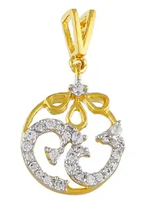 VAMA Fashions Exclusive Designer Floral Shape Gold Plated in American Diamond Pendant Locket with CZ Stones for Girls & Women