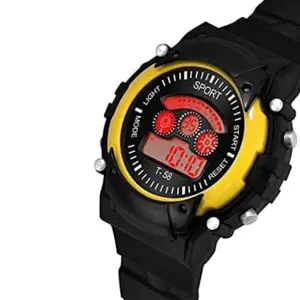AFFORD MART Multifunction Fashion 7 Lights Unisex Digital Sports Watch for Kids - Above 10 Years (Yellow)