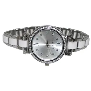 Stylish Fashionable Silver Watch White Watch for Women & Girls