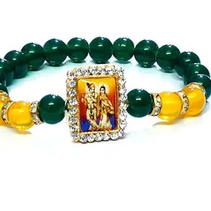 ASTROGHAR Shri Radhe Krishna Ji Jircon Finished Lucky Charms D Green bracelet