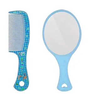 SIYAA Combo Of Hair Comb And Mirror Set For Women And Girls Casual And Travelling Use Blue Pack Of 1
