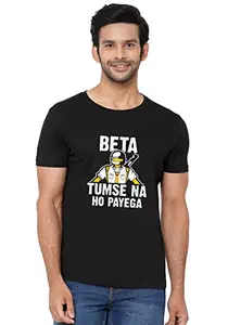 Wear Your Opinion Men's Cotton Half Sleeve Graphic Printed T-Shirt(Design: Tumse Na Ho Payega, Large, Black)
