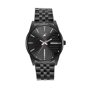 Fastrack Stainless Steel Analog Black Dial Men Casual Watch, Bandcolor-Black/NT3277NM02