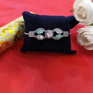 Crystal Bracelet with Pink and Blue Stones, Rhinestone Embellished, Mother's Day Gift