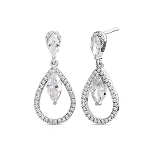 Ornate Jewels Pure Sterling Silver AAA Grade American Diamond CZ Long Drop Earrings for Women and Girls | With Certificate of Authenticity & 925 Stamp |1 Year Warranty