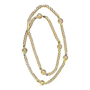 Traditional Golden Colour Moti with Multicolour Crystal Moti Mala/Size - 20 inch JRG8N