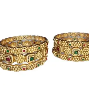 Gold Plated Stoned Bangles for Women (2.6)