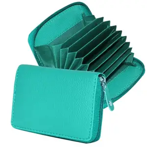 GREEN DRAGONFLY PU Leaher Teal Card Holder/Men's/Wallets Zip Card Holder Wallet