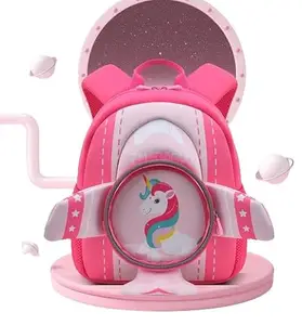 New Cute Fancy Unicorn Print Girls Schoolbag and Laptop Cute Printing Children's Backpack for Girls Kindergarten Bag pack(Pink color)