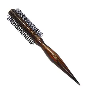 Scarlet Line Professional Maple Wood Anti Static Round Hair Brush with Pointed Wooden Handle for Hair Sectioning for Men and Women, Medium Brown