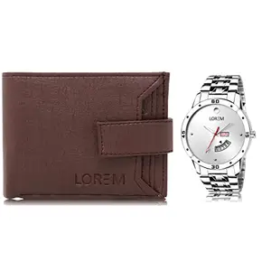LOREM Combo of Men Watch & Artificial Leather Wallet-FZ-WL09-LR103